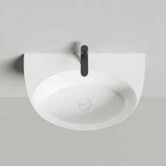 Salini ALDA WALL 03 Раковина на столешницу 600х710х150 мм, без донного клап, сифон, слив-пер, мат-л: S-Sense, глянцевый, белый. Фурнитура: белая.