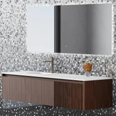 SALINI Зеркало для ванны OMBRA с LED подсветкой 1000х900х25 мм, влагостойкое AGC Сrystalvision, сенс выкл, крепления,обогрев, антизапот