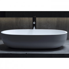 Salini GLORIA 305 Раковина накладная 640х385х145мм, без отв. под смес, без перелива, мат-л: S-Stone, матовый, белый.