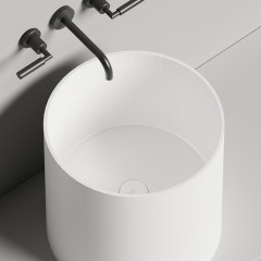 Salini ARMONIA ROUND 03 Раковина накладная 450х450х450мм, без отв. под смес, без донного клапана, мат-л: S-Stone, матовый, белый.