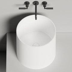 Salini ARMONIA ROUND 03 Раковина накладная 450х450х450мм, без отв. под смес, без донного клапана, мат-л: S-Stone, матовый, белый.