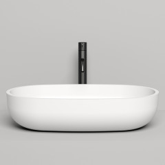 Salini GLORIA 305 Раковина накладная 640х385х145мм, без отв. под смес, без перелива, мат-л: S-Stone, матовый, белый.