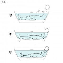 Salini SOFIA Ванна отдельностоящая 1850x900x605 мм, донный клапан "Up&Down", сифон, слив-перелив, мат-л: S-Stone, матовый , белый. Фурнитура: белая