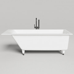 Salini CASCATA KIT Встраиваемая ванна с прямоугольной чашей 1700х700х600 мм, донный клапан "Click-Clack" белый, сифон, ножки, S-Stone, белый матовый
