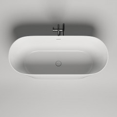 Salini MONA Ванна отдельностоящая 1700×720×585 мм, донный клапан "Up&Down", сифон, слив-перелив, мат-л: S-Stone, матовый, белый. Фурнитура: белая.