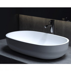 Salini GLORIA 305 Раковина накладная 640х385х145мм, без отв. под смес, без перелива, мат-л: S-Stone, матовый, белый.