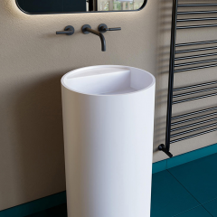 Salini ARMONIA TOP 201 Раковина напольная 450х450х850/950мм, с 1 отв.под смеситель, донник"Up&Down", сифон, мат-л: S-Stone, матов, белый (слив в пол!)