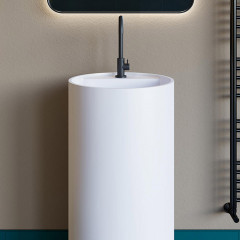 Salini ARMONIA TOP 201 Раковина напольная 450х450х850/950мм, с 1 отв.под смеситель, донник"Up&Down", сифон, мат-л: S-Stone, матов, белый (слив в пол!)