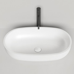 Salini GLORIA 305 Раковина накладная 640х385х145мм, без отв. под смес, без перелива, мат-л: S-Stone, матовый, белый.