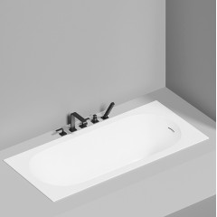 Salini ORNELLA KIT Встраиваемая ванна 1700х800х600мм, овальная чаша, донный клапан, сифон, щелевой слив-перелив, мат-л: S-Sense, матовый, белый.