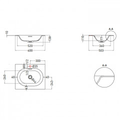 Salini Раковина S-Stone ONDA FLOW OVAL Essentials с 1 отв. под смеситель, 600 мм, матовая, белая
