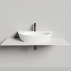 Salini ALDA WALL 03 Раковина на столешницу 600х710х150 мм, без донного клап, сифон, слив-пер, мат-л: S-Sense, глянцевый, белый. Фурнитура: белая.