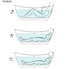 Salini NOEMI Ванна отдельностоящая 1700х750х690мм, донный клапан белый, сифон, слив-перелив, мат-л: S-Stone, матовый снаружи RAL 9011