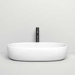 Salini LUCE Раковина накладная 700х400х155мм, без отв. под смес, без перелива, мат-л: S-Stone, матовый, белый.