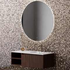 SALINI Зеркало для ванны круглое OMBRA с LED подсветкой D 600 х 25 mm, влагостойкое AGC Сrystalvision, сенс выкл, крепления,обогрев, антизапот