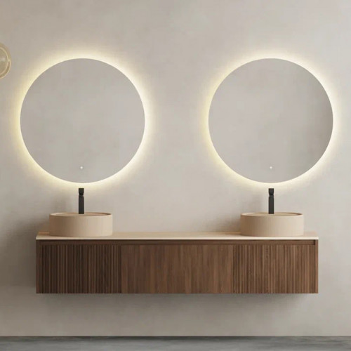 SALINI Зеркало для ванны круглое OMBRA с LED подсветкой D 900 х 25 mm, влагостойкое AGC Сrystalvision, сенс выкл, крепления,обогрев, антизапот