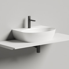 Salini ALDA WALL 02 Раковина 580х450х150 мм, с 1 отв под смеситель, без донного клап, сифон, слив-пер, мат-л: S-Sense, глянцевый, белый