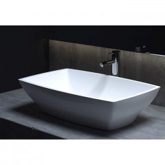 Salini GLORIA Раковина накладная 600х380х150мм, без отв. под смес, без перелива, мат-л: S-Stone, матовый, белый.