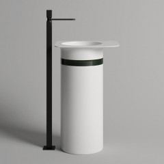 Salini NINFEA 01 Раковина напольная 545х447х850мм, без отв.под смеситель, донный клапан "Up&Down", сифон, мат-л: S-Stone, матовый, белый.