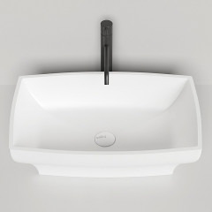 Salini GLORIA Раковина накладная 600х380х150мм, без отв. под смес, без перелива, мат-л: S-Stone, матовый, белый.