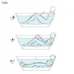 Salini SOFIA Ванна отдельностоящая 1650x750x605 мм, донный клапан белый, сифон, слив-перелив, мат-л: S-Stone, матовый, цвет RAL9011 снаружи