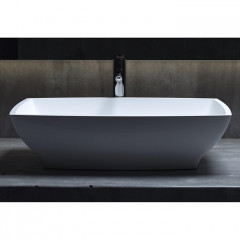 Salini GLORIA Раковина накладная 600х380х150мм, без отв. под смес, без перелива, мат-л: S-Stone, матовый, белый.