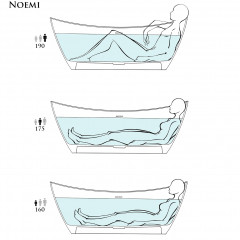 Salini NOEMI Ванна отдельностоящая 1700х750х690мм, донный клапан "Up&Down", сифон, слив-перелив, мат-л: S-Stone, матовый, RAL9011Фурнитура: RAL9011