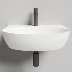 Salini ALDA WALL 02 Раковина 580х450х150 мм, с 1 отв под смеситель, без донного клап, сифон, слив-пер, мат-л: S-Sense, глянцевый, белый