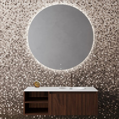 SALINI Зеркало для ванны круглое OMBRA с LED подсветкой D 900 х 25 mm, влагостойкое AGC Сrystalvision, сенс выкл, крепления,обогрев, антизапот