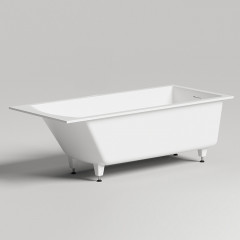 Salini CASCATA KIT Встраиваемая ванна с прямоугольной чашей 1796x795x600мм, ножки, донный клапан "Up&Down", сифон S-Stone, белый матовый