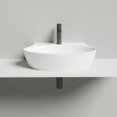 Salini ALDA WALL 01 Раковина 580х450х150 мм, без донного клап, сифон, слив-пер, мат-л: S-Stone, матовый, белый