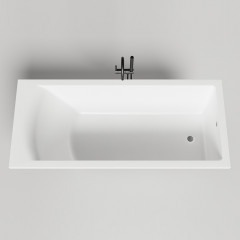 Salini CASCATA KIT Встраиваемая ванна с прямоугольной чашей 1706х751х600 мм, донный клапан "Click-Clack" белый, сифон, ножки, S-Sense, белый глянцевый