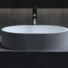 Salini GLORIA 10 Раковина накладная 560х440х125мм, без отв. под смес, без перелива, мат-л: S-Stone, матовый, белый.