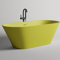 Salini MONA Ванна отдельностоящая 1800×800×595мм, донный клапан "Up&Down", сифон, слив-перелив, мат-л: S-Stone, матовый, RAL1016. Фурнитура: RAL1016