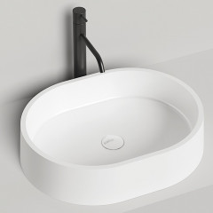 Salini GLORIA 10 Раковина накладная 560х440х125мм, без отв. под смес, без перелива, мат-л: S-Stone, матовый, белый.