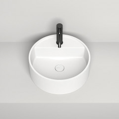 Salini ARMONIA TOP 202 Раковина на столешницу 450х450х116мм, с 1 отв.под смеситель, донный клапан D502, мат-л: S-Sense, глянцевый, белый.