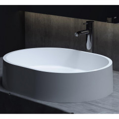 Salini GLORIA 10 Раковина накладная 560х440х125мм, без отв. под смес, без перелива, мат-л: S-Stone, матовый, белый.