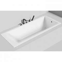 Salini CASCATA KIT Встраиваемая ванна с прямоугольной чашей 1706х751х600 мм, донный клапан "Click-Clack" белый, сифон, ножки, S-Sense, белый глянцевый