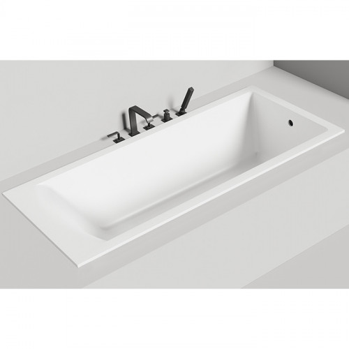 Salini CASCATA KIT Встраиваемая ванна с прямоугольной чашей 1706х751х600 мм, донный клапан "Click-Clack" белый, сифон, ножки, S-Sense, белый глянцевый