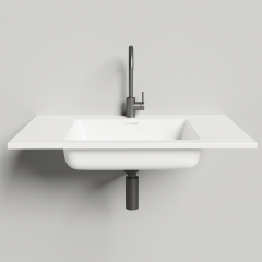 Salini ONDA Раковина 800x500х163мм, без отв. под смес, c переливом, мат-л: S-Stone, белый матовый