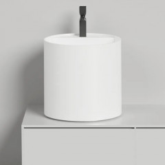 Salini ARMONIA ROUND TOP 03 Раковина напольная 450х450х450мм, с 1 отв. под смес, без донного клапана, мат-л: S-Stone, матовый, белый.