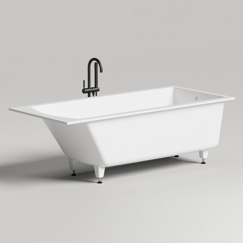 Salini CASCATA KIT Встраиваемая ванна с прямоугольной чашей 1706х751х600 мм, донный клапан "Click-Clack" белый, сифон, ножки, S-Sense, белый глянцевый