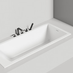 Salini CASCATA KIT Встраиваемая ванна с прямоугольной чашей 1796x795x600мм, ножки, донный клапан "Up&Down", сифон S-Stone, белый матовый