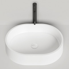 Salini GLORIA 10 Раковина накладная 560х440х125мм, без отв. под смес, без перелива, мат-л: S-Stone, матовый, белый.