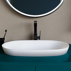 Salini MAREA 01 Раковина накладная 645х387х160мм, без отв. под смес, без перелива, мат-л: S-Stone, матовый, белый.