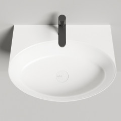 Salini ALDA WALL 02 Раковина 580х450х150 мм, с 1 отв под смеситель, без донного клап, сифон, слив-пер, мат-л: S-Stone, матовый, белый