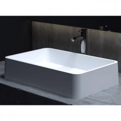 Salini GLORIA 307 Раковина накладная 595х395х125мм, без отв. под смес, без перелива, мат-л: S-Stone, матовый, белый.