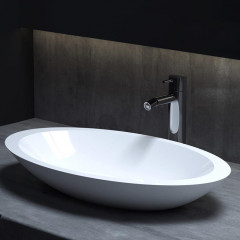 Salini CALLISTA Раковина накладная 575х350х85мм, без отв. под смес, без перелива, мат-л: S-Sense, глянцевый, белый.