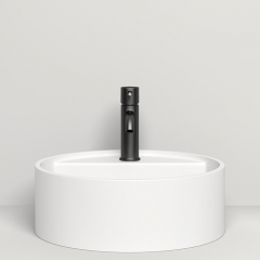 Salini ARMONIA TOP 202 Раковина на столешницу 450х450х116мм, без отв.под смеситель, донный клапан D502, мат-л: S-Stone, матовый, белый.