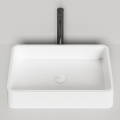 Salini GLORIA 307 Раковина накладная 595х395х125мм, без отв. под смес, без перелива, мат-л: S-Stone, матовый, белый.